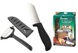 YoshiBlade Ceramic Knife FREE Peeler